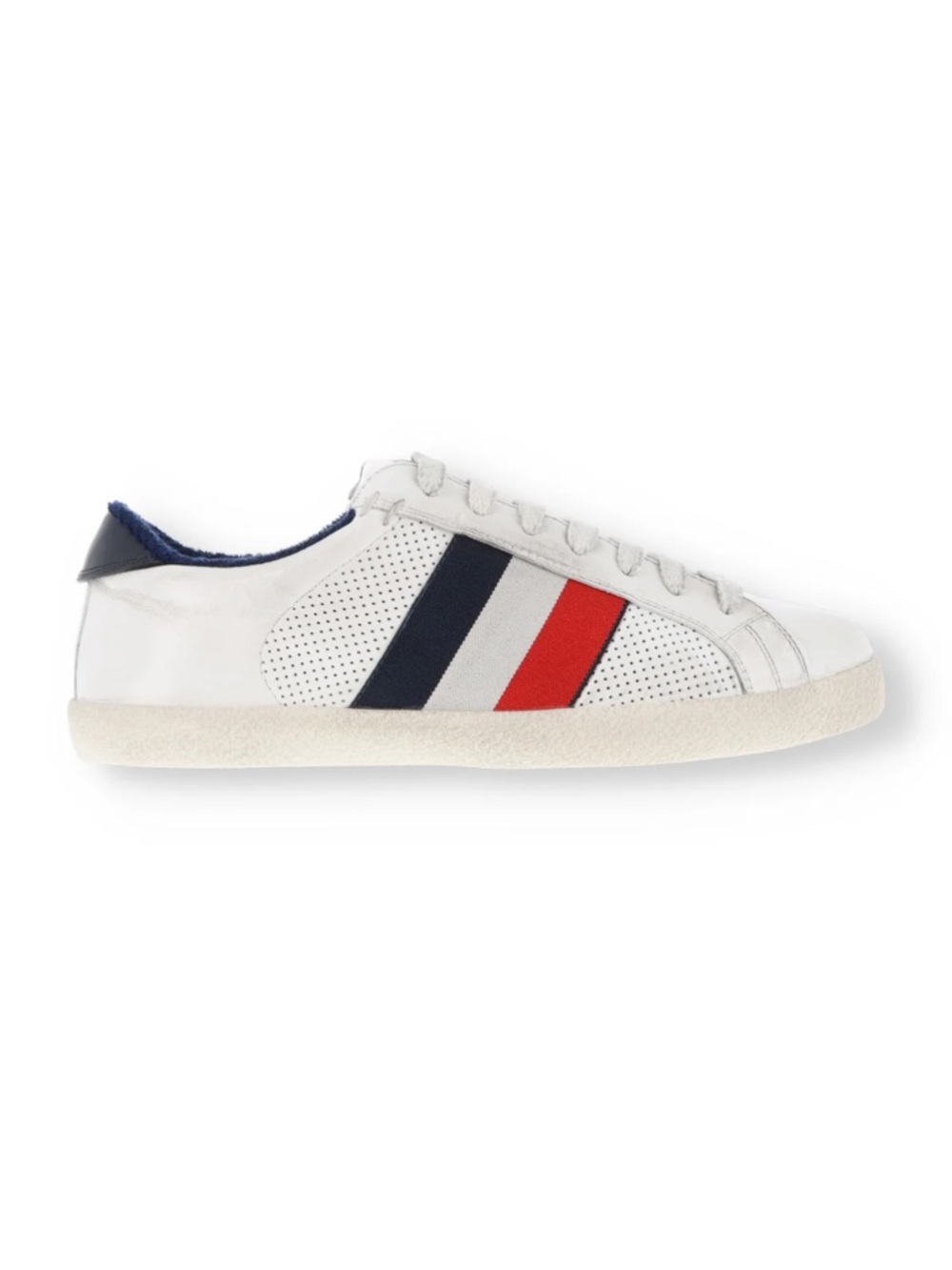 AUTHENTIC MONCLER MENS RYEGRASS  LEATHER SNEAKERS, SIZE EU 43 (US 10), WHITE